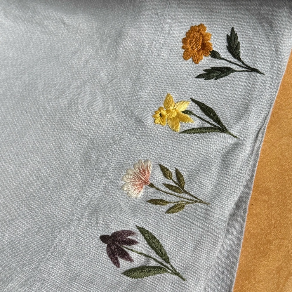 Linenfox Hand-Embroidered Floral Crop Tank - Picture 5 of 8